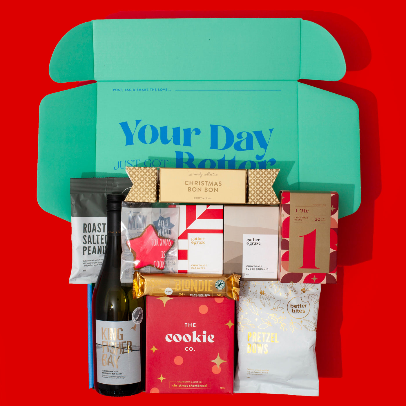 Wine, Bon Bon, Cookies Christmas Gift Basket